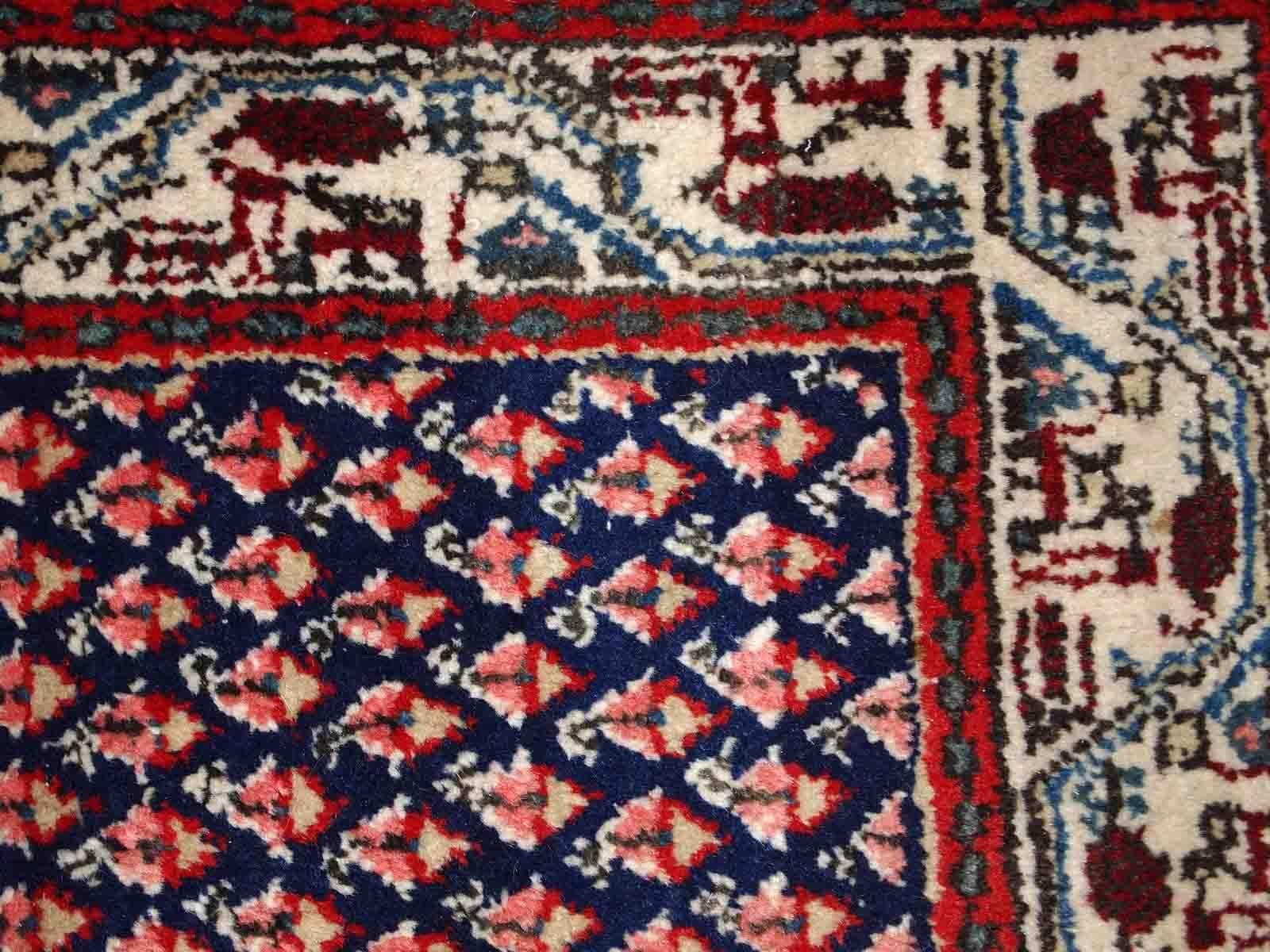 Handgefertigter indischer Seraband-Teppich im Vintage-Stil, 1970er Jahre, 1C800 (Wolle) im Angebot