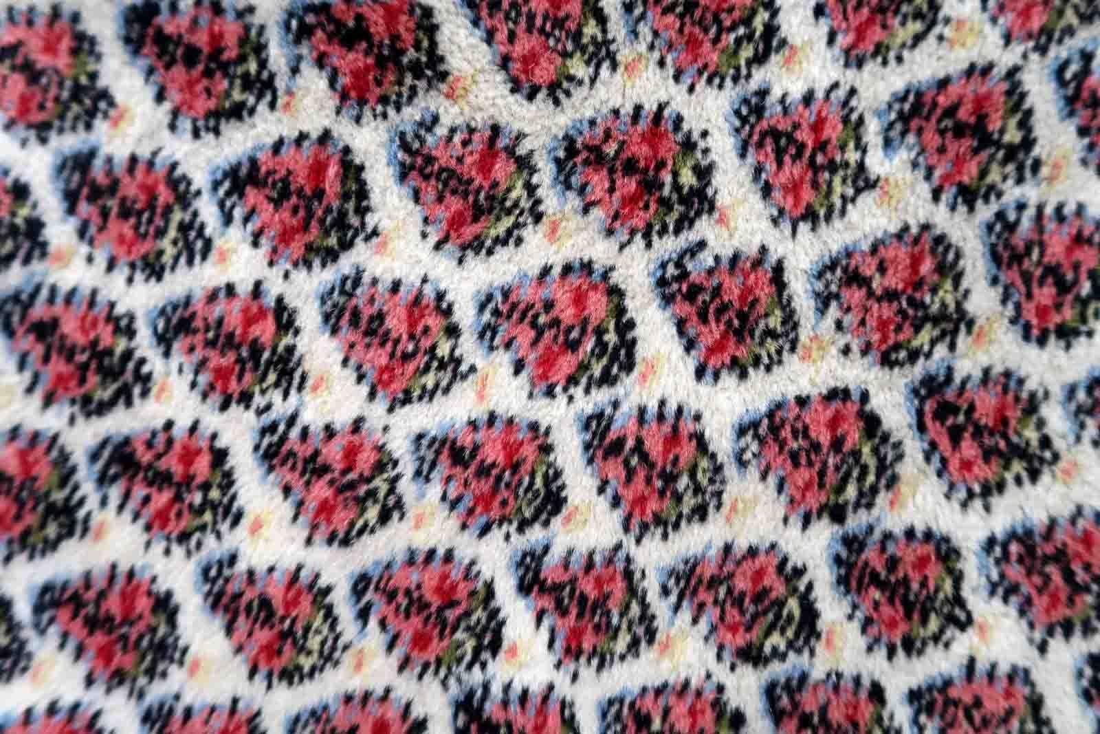 Handgefertigter indischer Serabandteppich im Vintage-Stil, 1970er Jahre, 1C859 im Zustand „Gut“ im Angebot in Bordeaux, FR