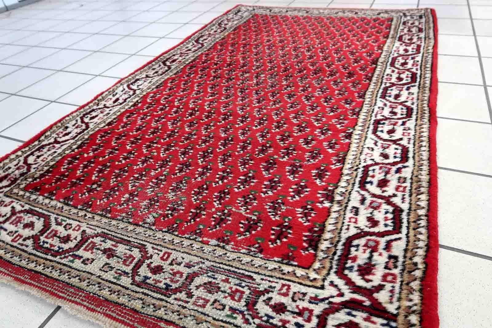 Hand-Knotted Handmade Vintage Indian Seraband Rug, 1970s, 1C940 For Sale