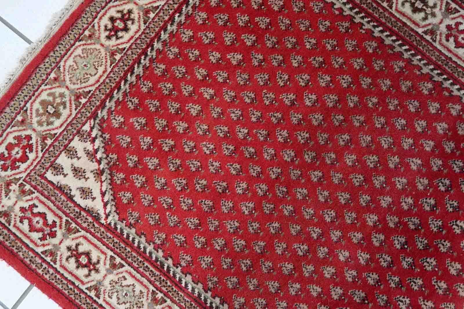Wool Handmade Vintage Indian Seraband Rug, 1970s, 1C941 For Sale