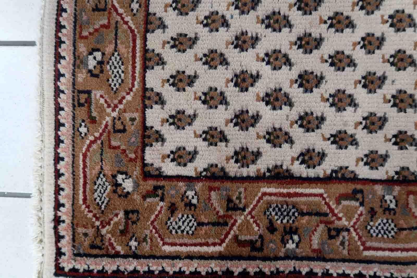 Wool Handmade Vintage Indian Seraband Rug, 1970s, 1C947 For Sale