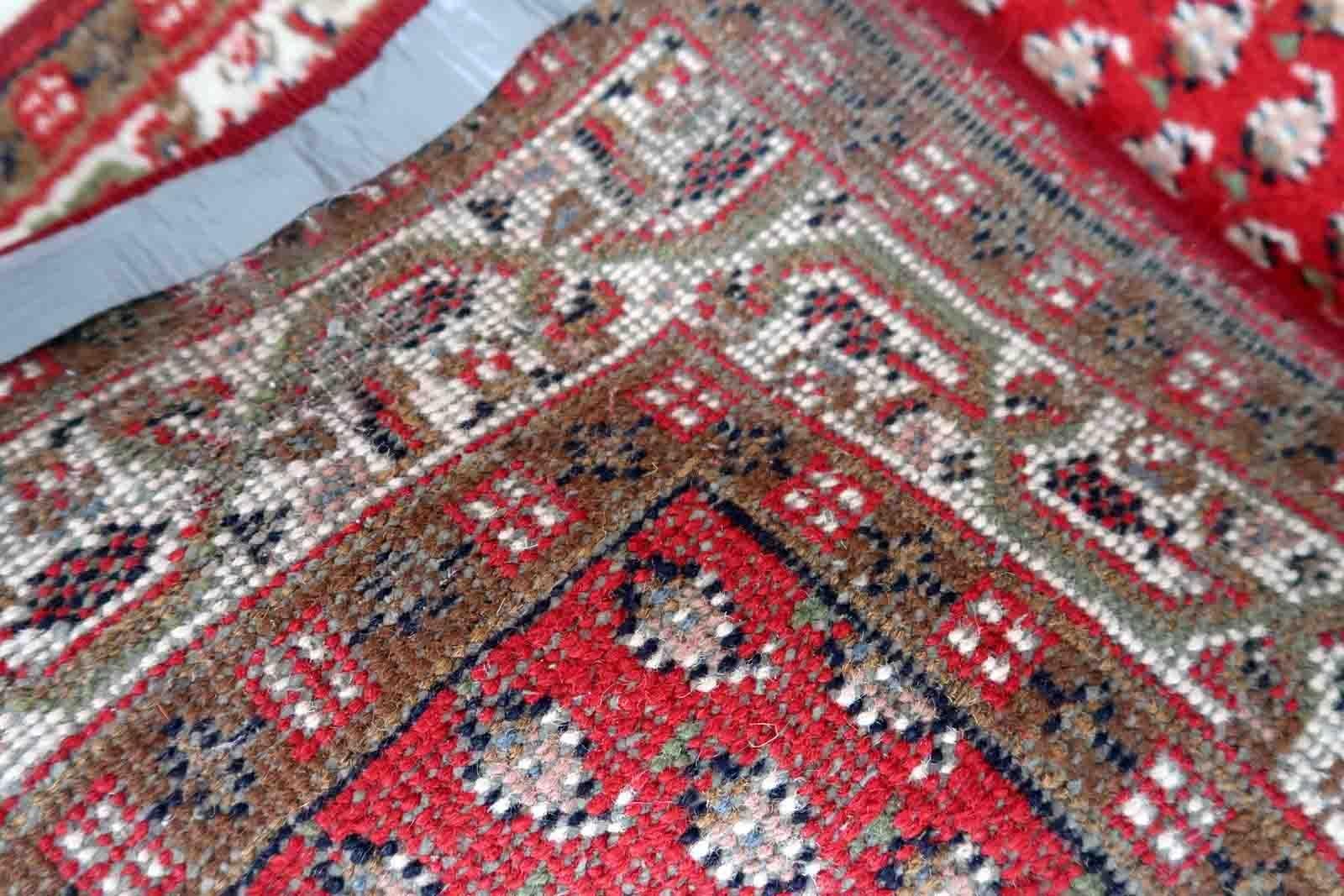 Handmade Vintage Indian Seraband Rug, 1970s, 1C956 In Good Condition For Sale In Bordeaux, FR