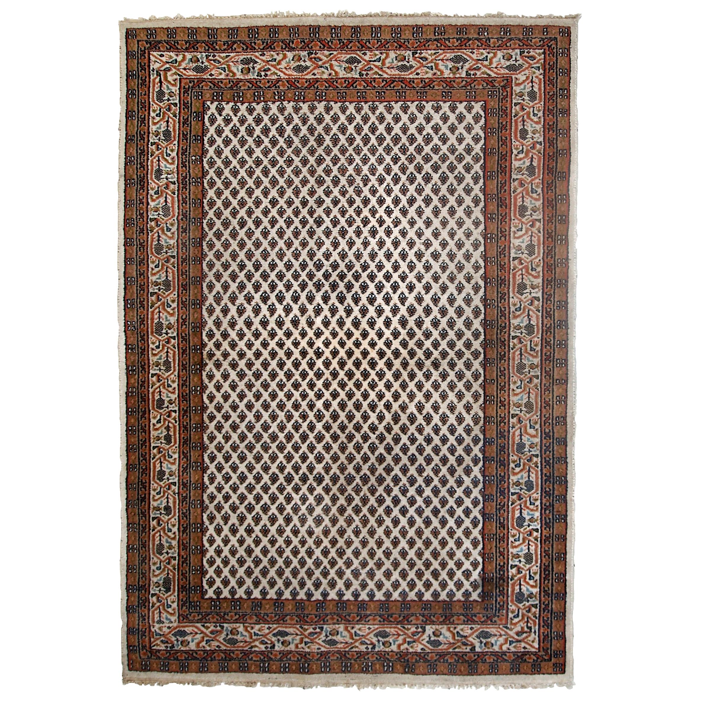 Handmade Vintage Indian Seraband Rug, 1980s, 1C623 For Sale
