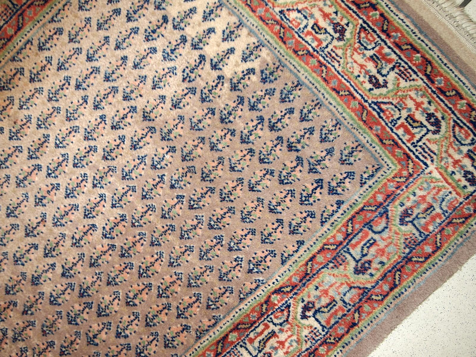 Chinois Tapis de couloir Seraband indien vintage fait à la main 1970 - 1C813 en vente