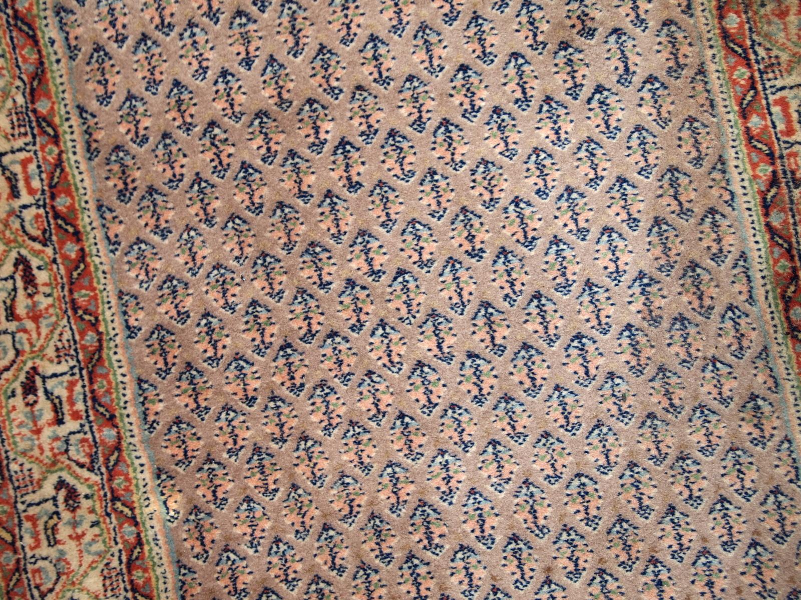 Wool Handmade vintage Indian Seraband runner 1970s - 1C814 For Sale