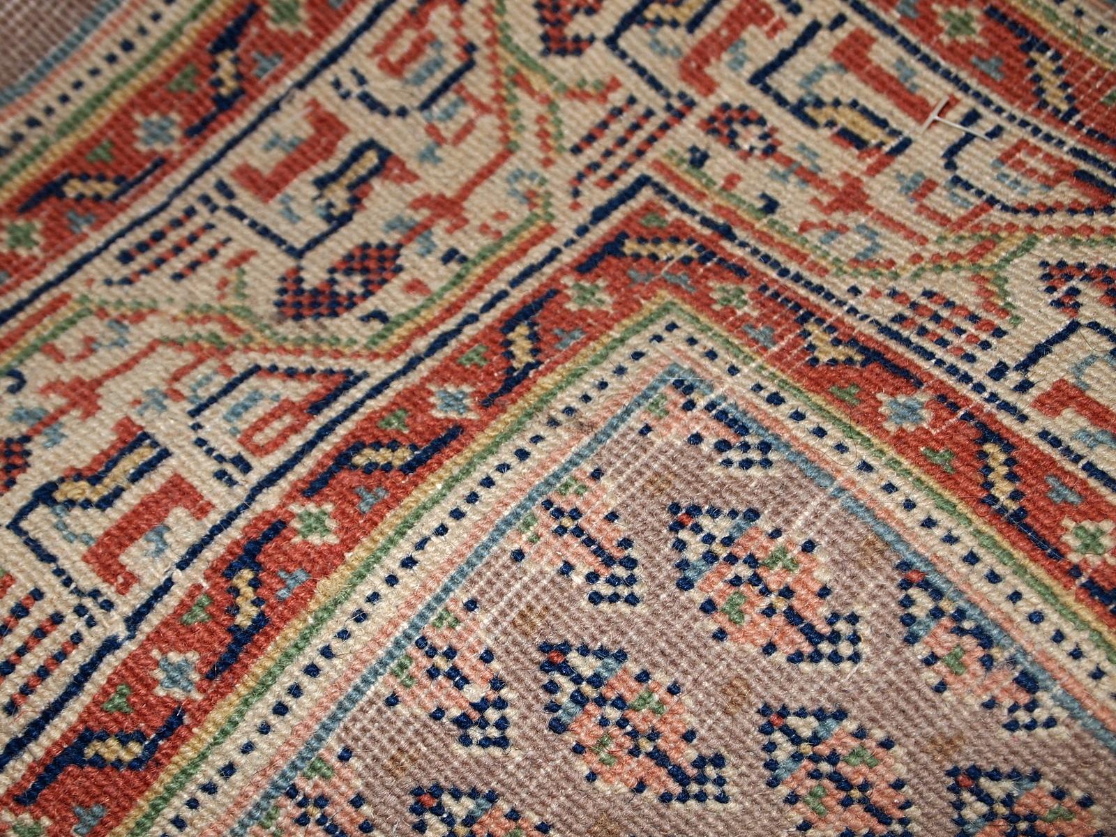 Tapis de couloir Seraband indien vintage fait à la main 1970 - 1C813 en vente 2