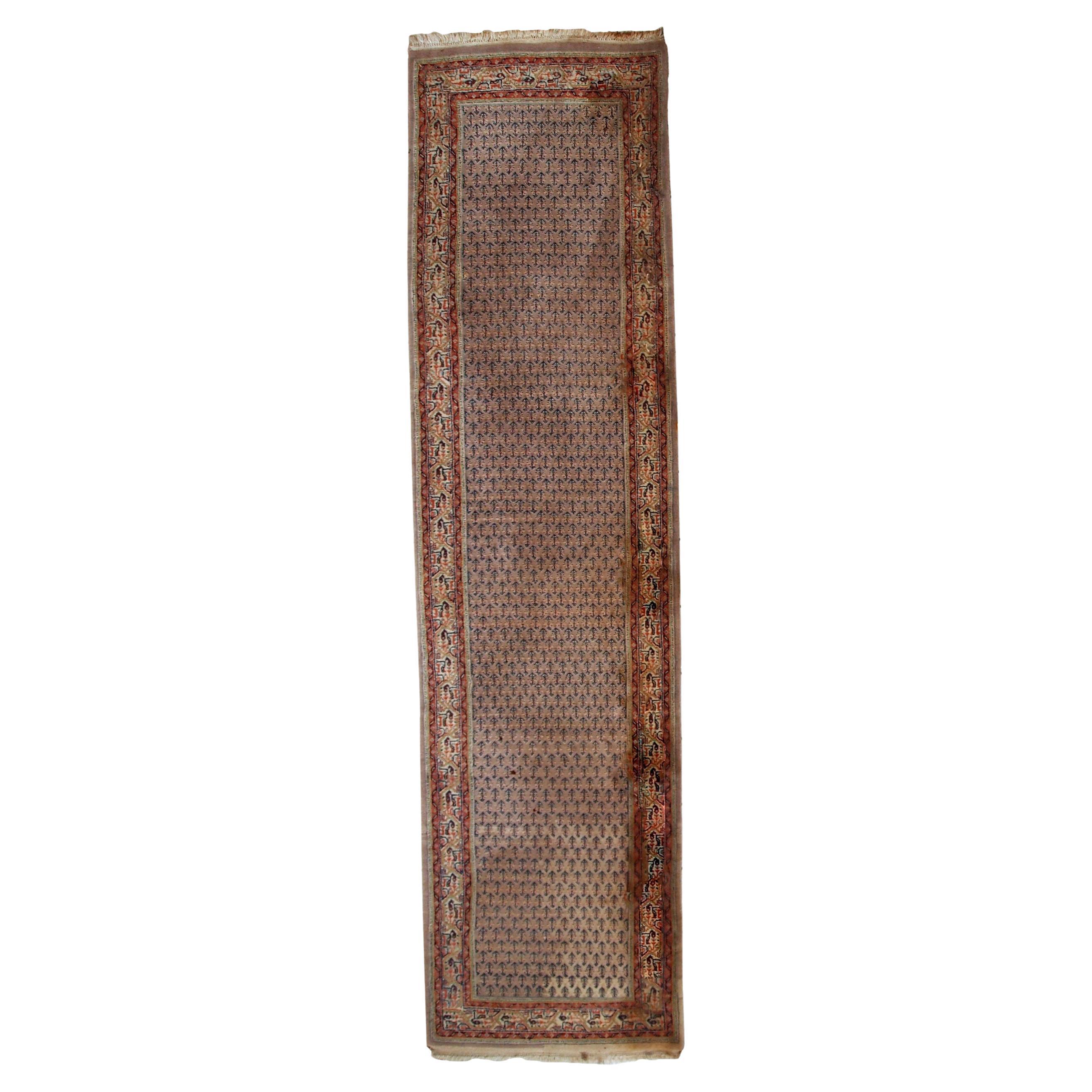 Handmade vintage Indian Seraband runner 1970s - 1C813