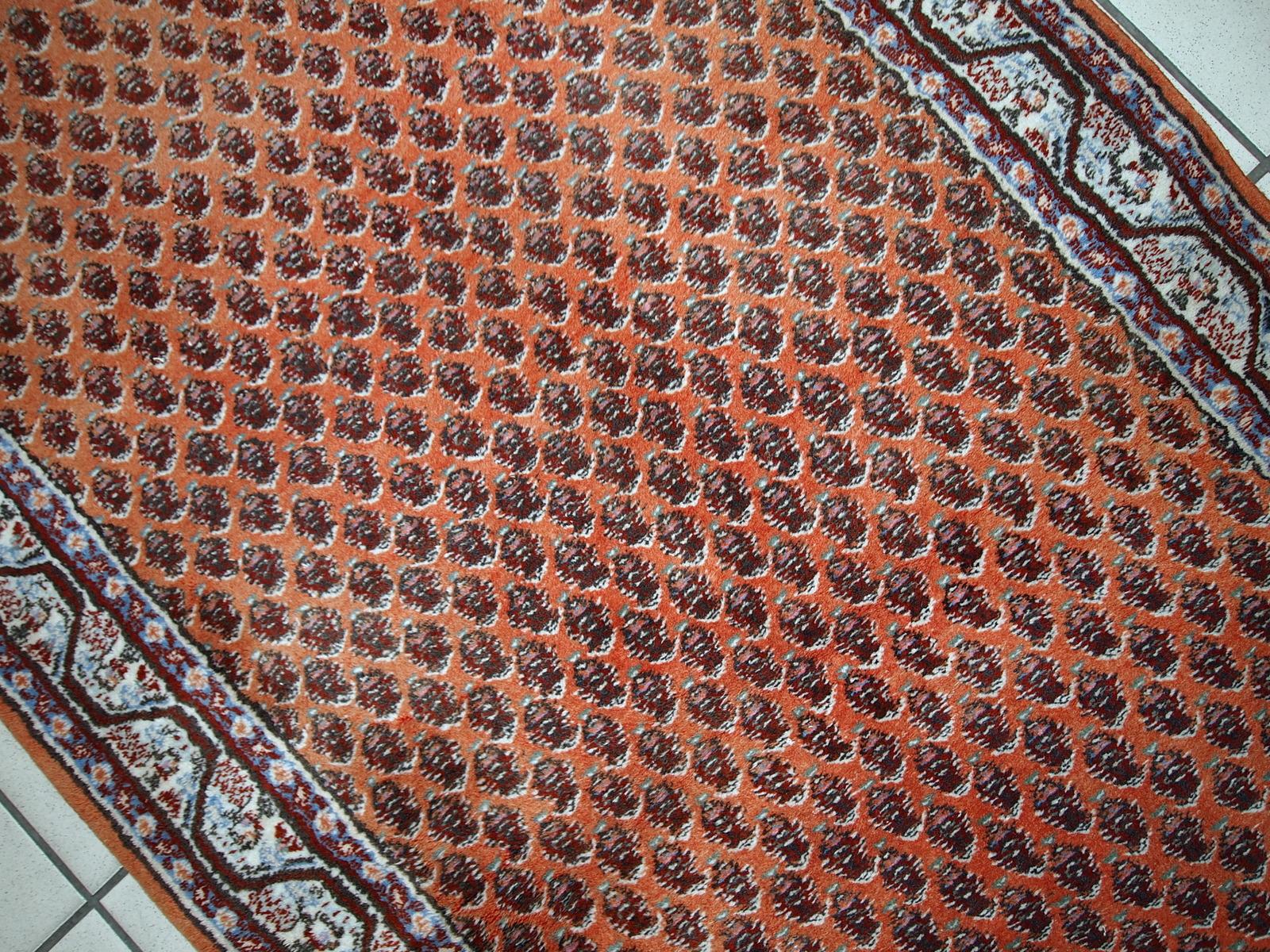 Handgefertigter Indo-Seraband-Teppich, 1980er-Jahre, 1C742 im Zustand „Gut“ im Angebot in Bordeaux, FR