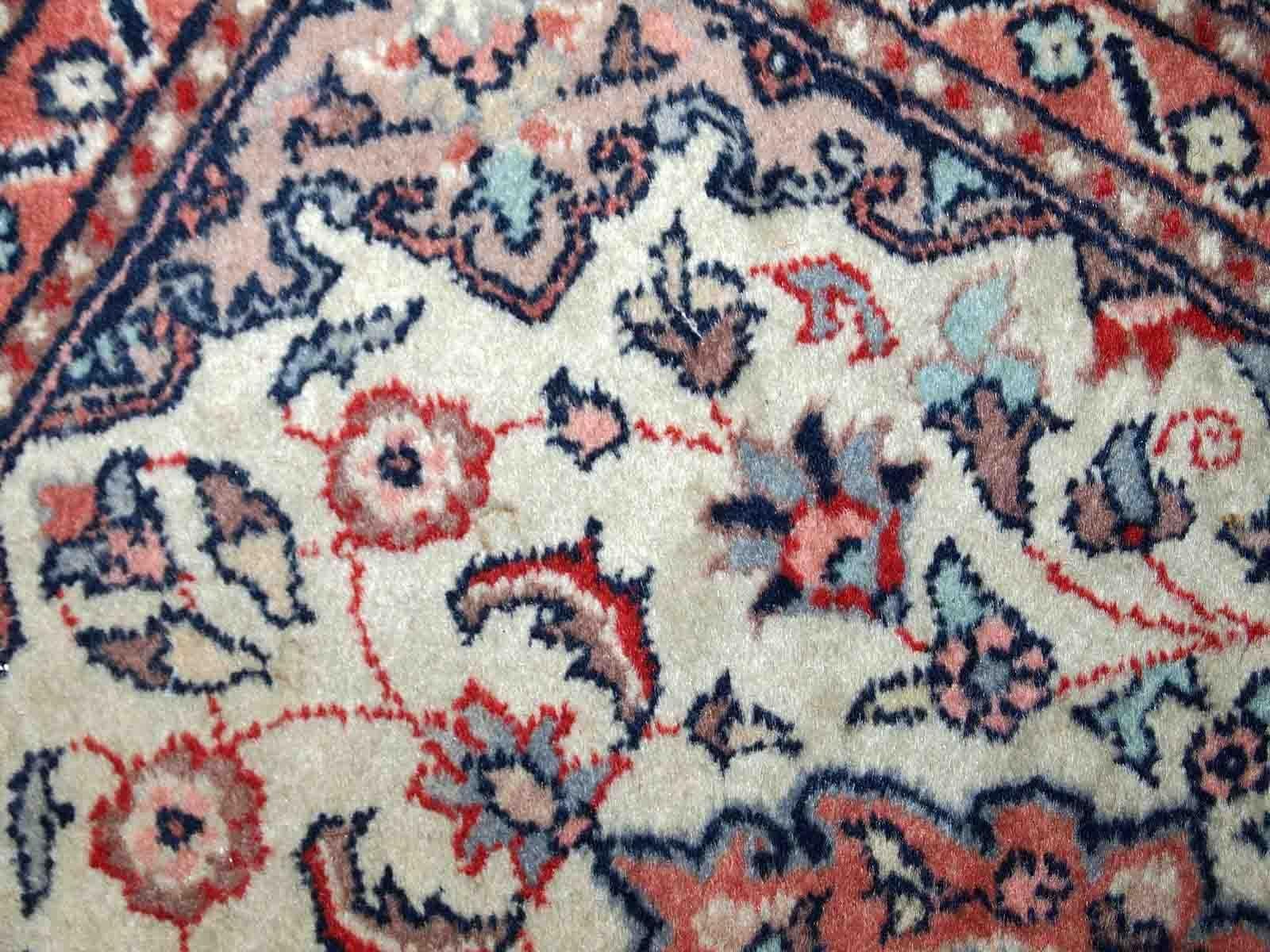 Hand-Knotted Handmade Vintage Indo-Tabriz Rug, 1970s, 1C749 For Sale