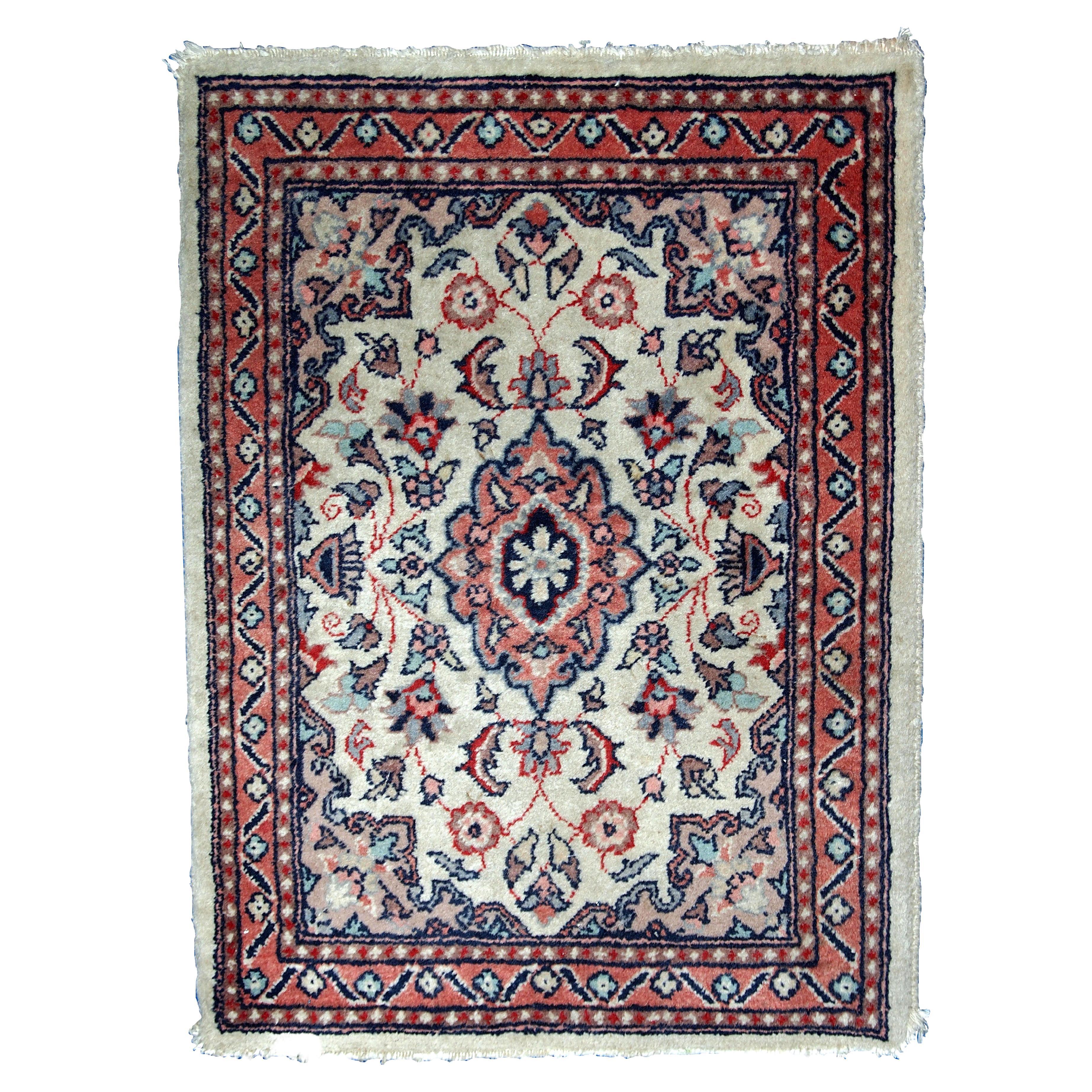 Handgefertigter indo-tabrizischer Vintage-Teppich, 1970er Jahre, 1C749