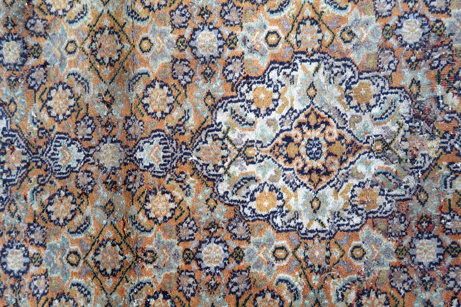 Wool Handmade Vintage Indo-Tabriz Runner, 1970s, 1C833 For Sale