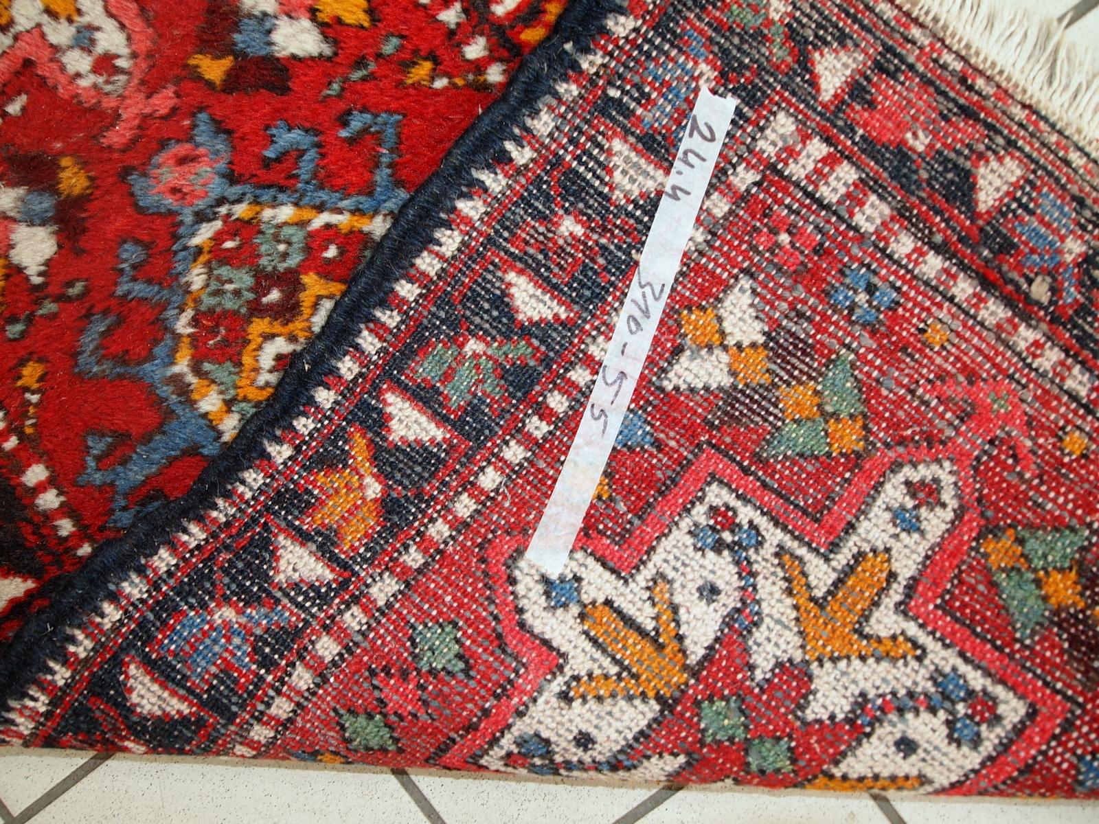 Handmade Vintage Karajeh Style Runner, 1960s, 1C686 In Good Condition For Sale In Bordeaux, FR