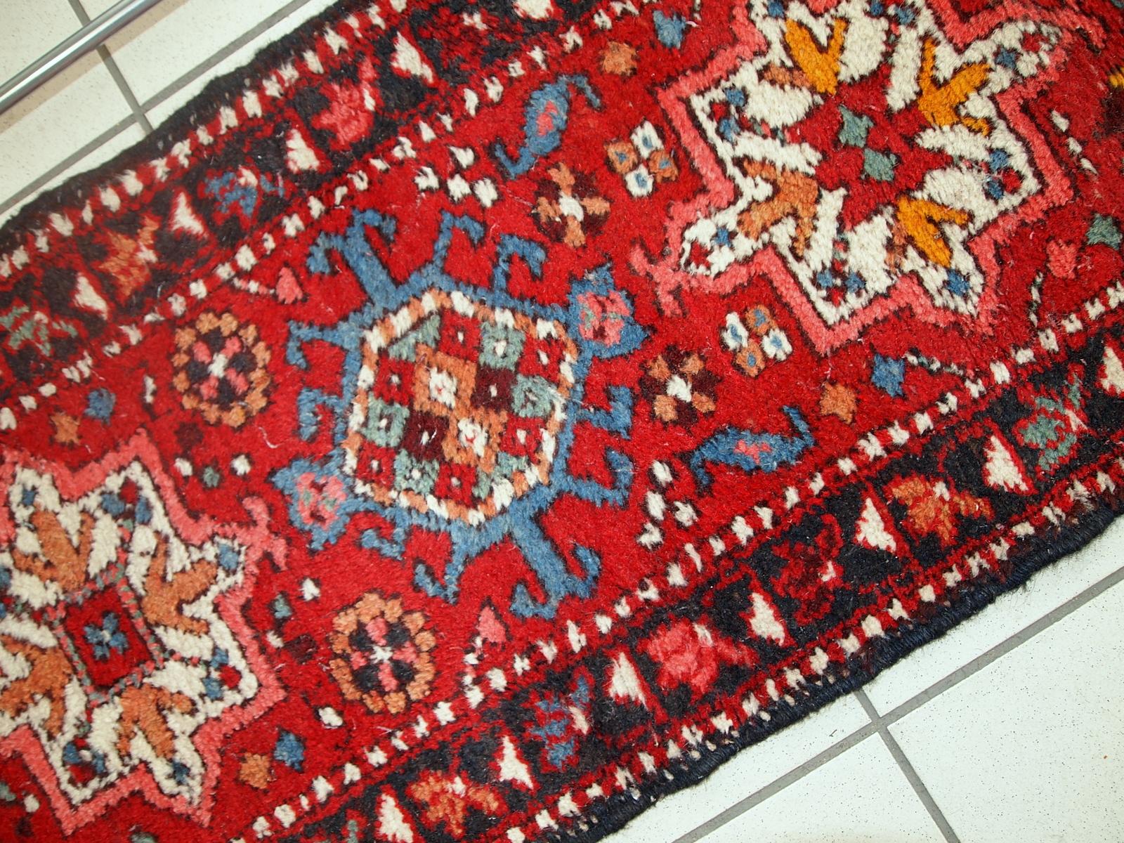 Mid-20th Century Handmade Vintage Karajeh Style Runner, 1960s, 1C686 For Sale