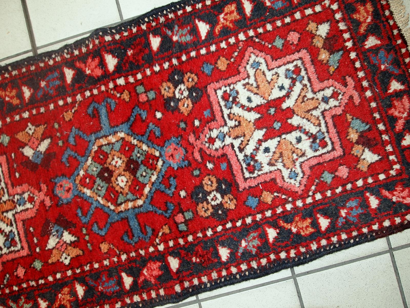 Handmade Vintage Karajeh Style Runner, 1960s, 1C686 For Sale 2