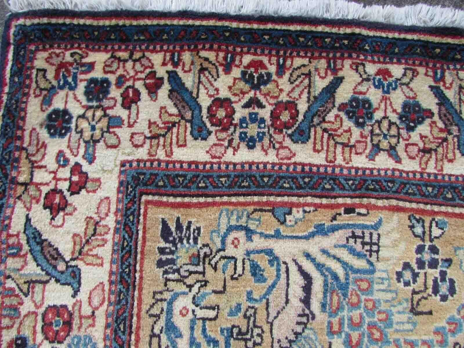 Handgefertigter Vintage-Gebetteppich im Kashan-Stil, 1970er Jahre, 1Q09 im Angebot 4