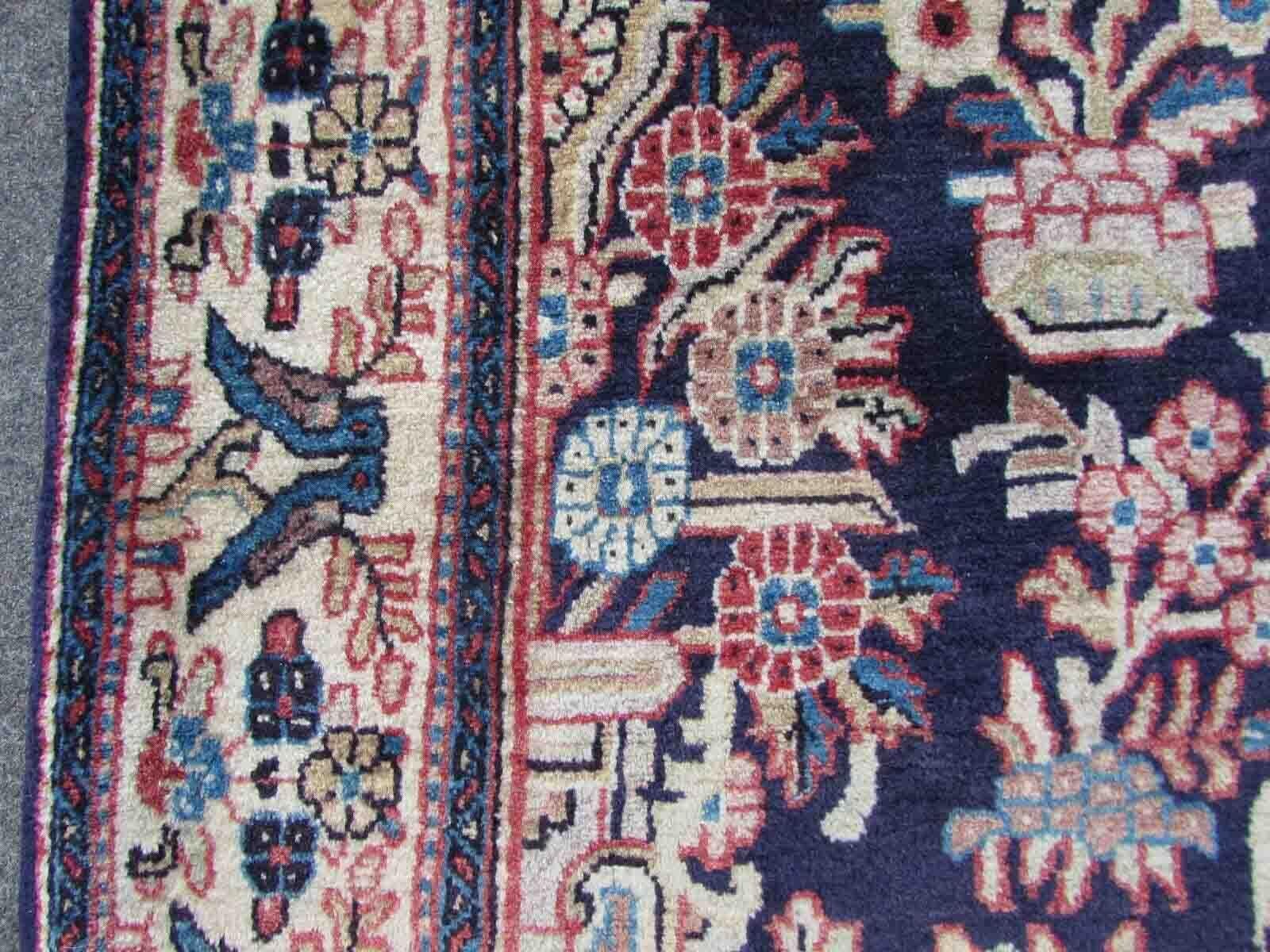 Hand-Knotted Handmade Vintage Kashan Style Prayer Rug, 1970s, 1Q09 For Sale