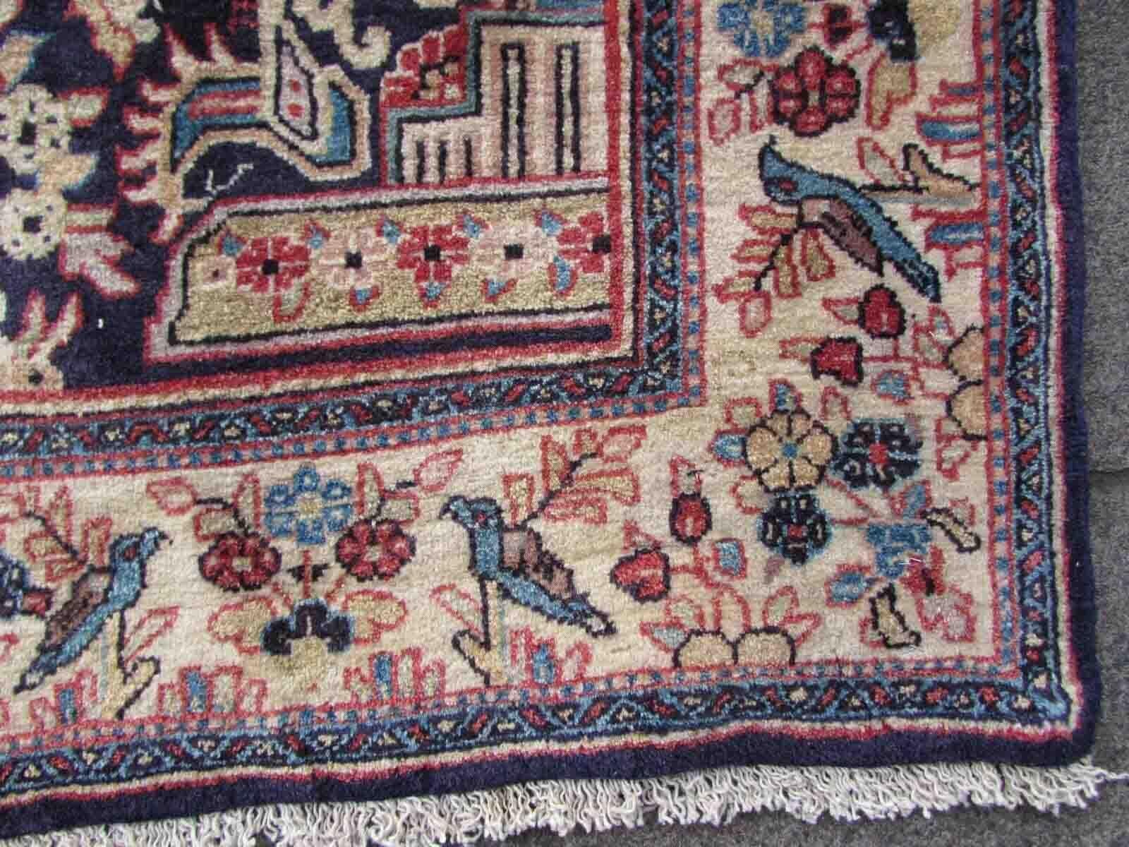 Wool Handmade Vintage Kashan Style Prayer Rug, 1970s, 1Q09 For Sale