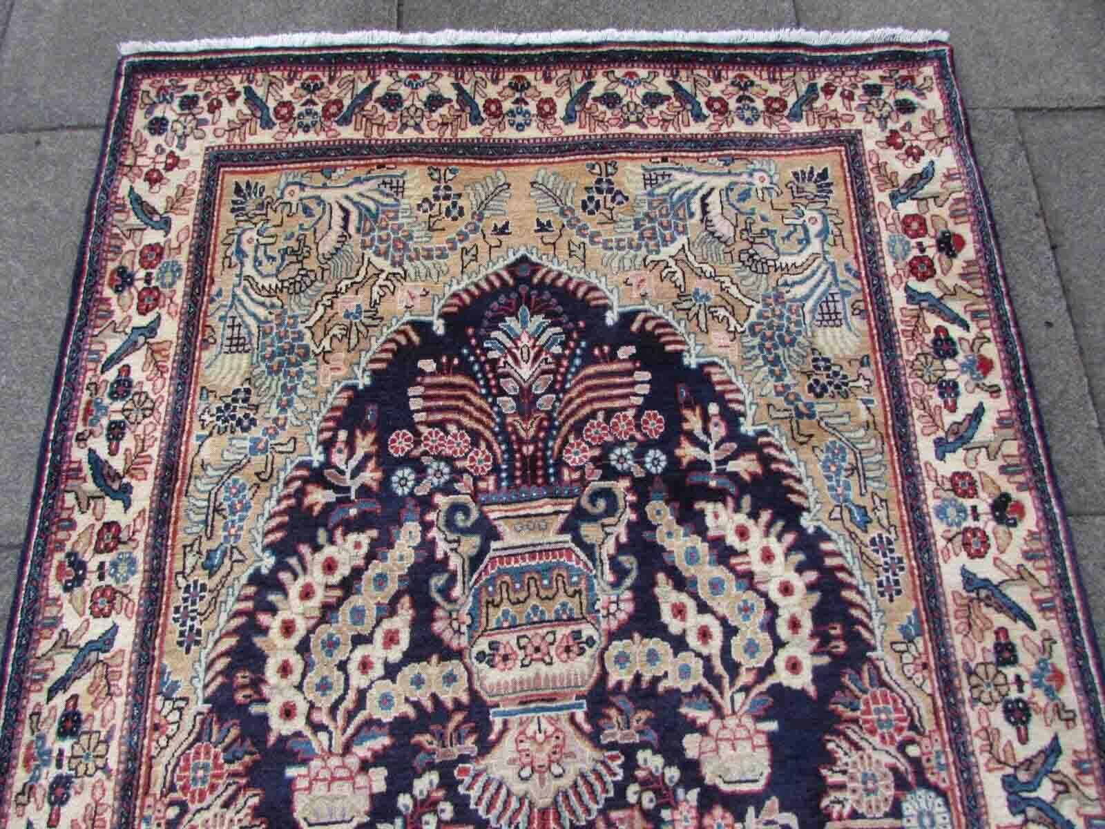 Handgefertigter Vintage-Gebetteppich im Kashan-Stil, 1970er Jahre, 1Q09 im Angebot 2