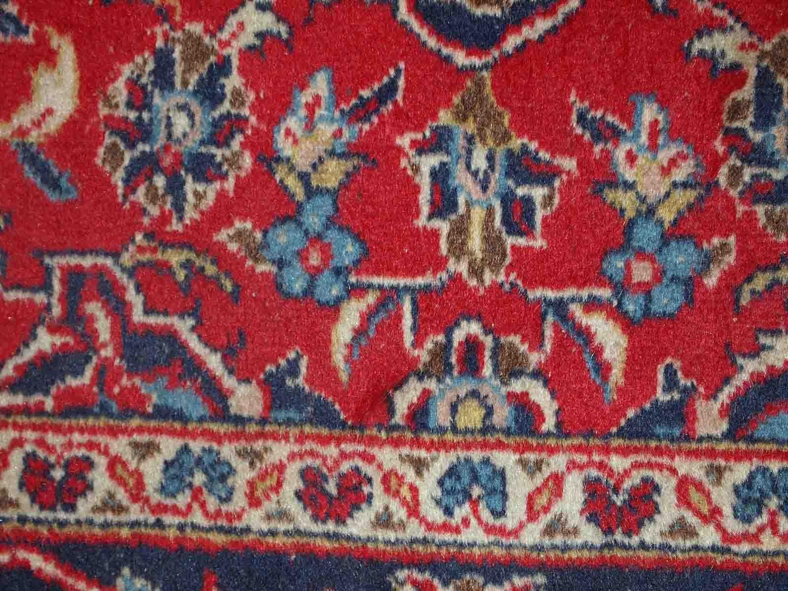 Handgefertigter Vintage-Teppich im Kashan-Stil, 1950er Jahre, 1C766 im Zustand „Gut“ in Bordeaux, FR