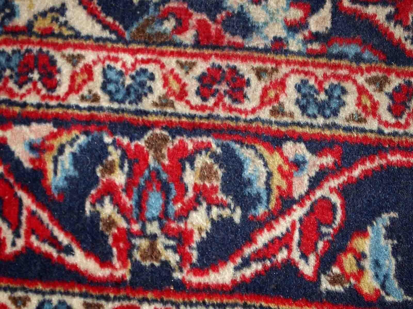 Handgefertigter Vintage-Teppich im Kashan-Stil, 1950er Jahre, 1C766 (Mitte des 20. Jahrhunderts)