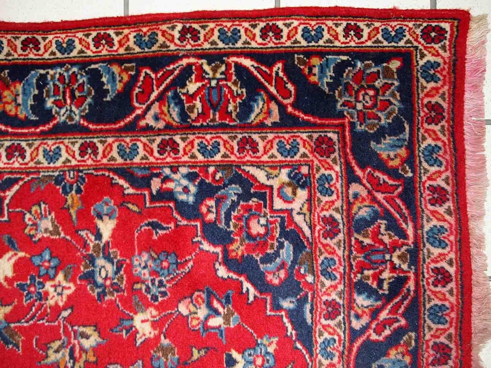 Handgefertigter Vintage-Teppich im Kashan-Stil, 1950er Jahre, 1C766 (Wolle)