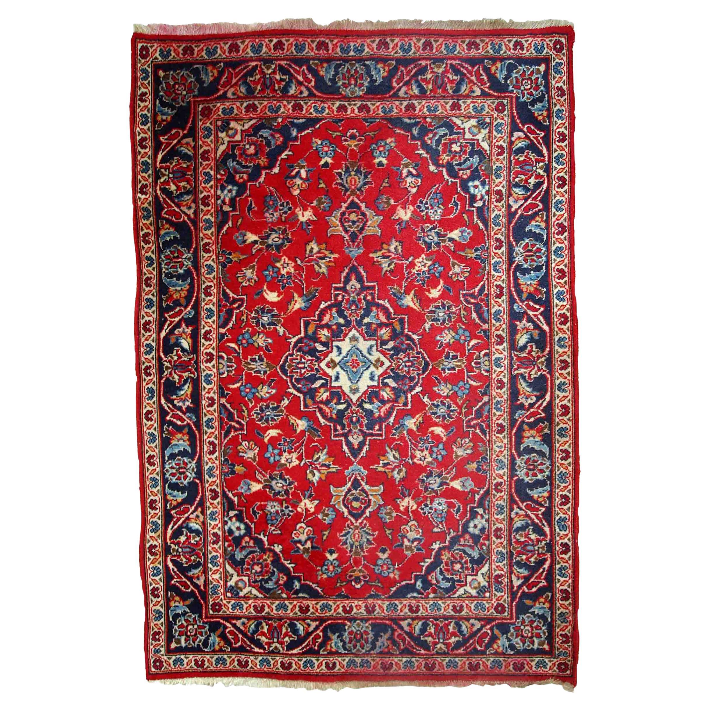 Handgefertigter Vintage-Teppich im Kashan-Stil, 1950er Jahre, 1C766