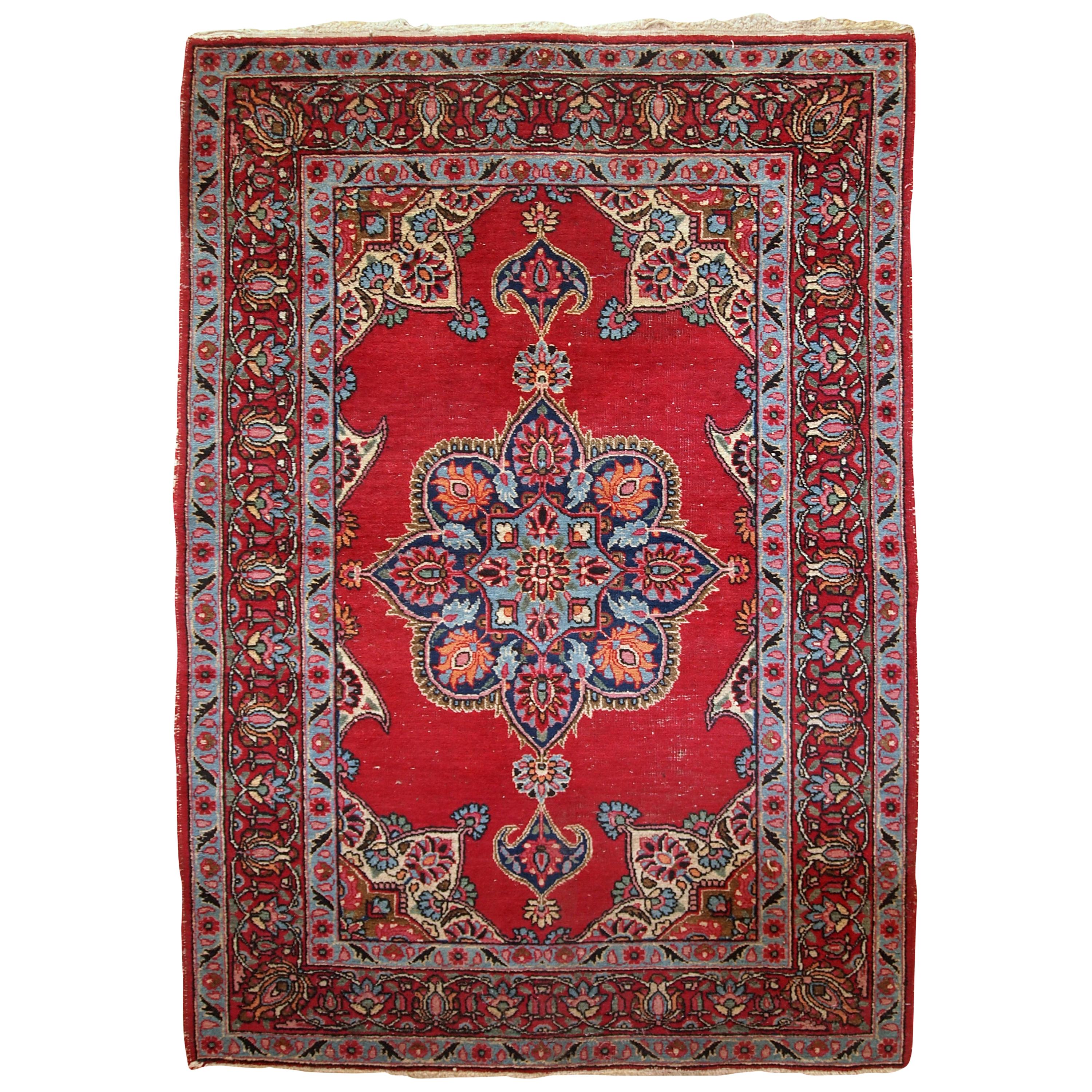 Handgefertigter Vintage-Teppich im Kazvin-Stil:: 1970er Jahre:: 1C664 im Angebot