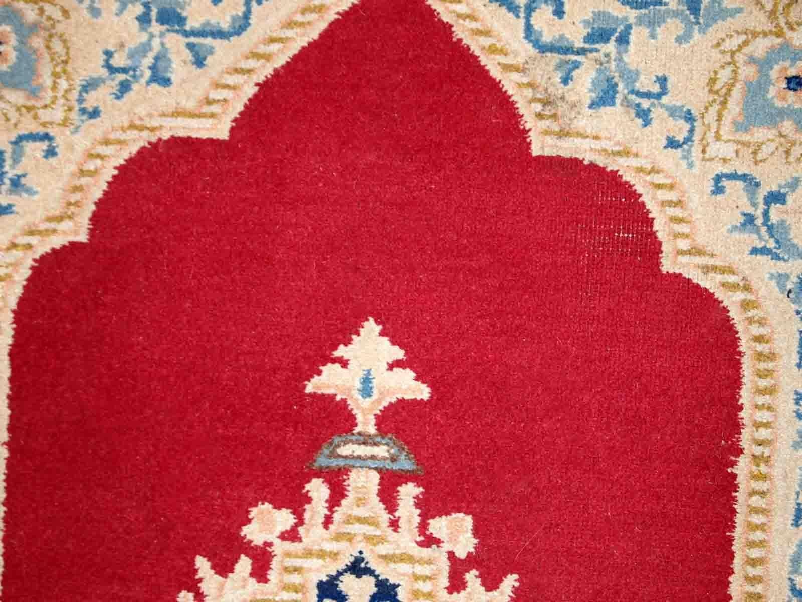 Annodato a mano Tappeto fatto a mano in stile Kerman 2,9' x 4,9', anni '70, 1C808 in vendita