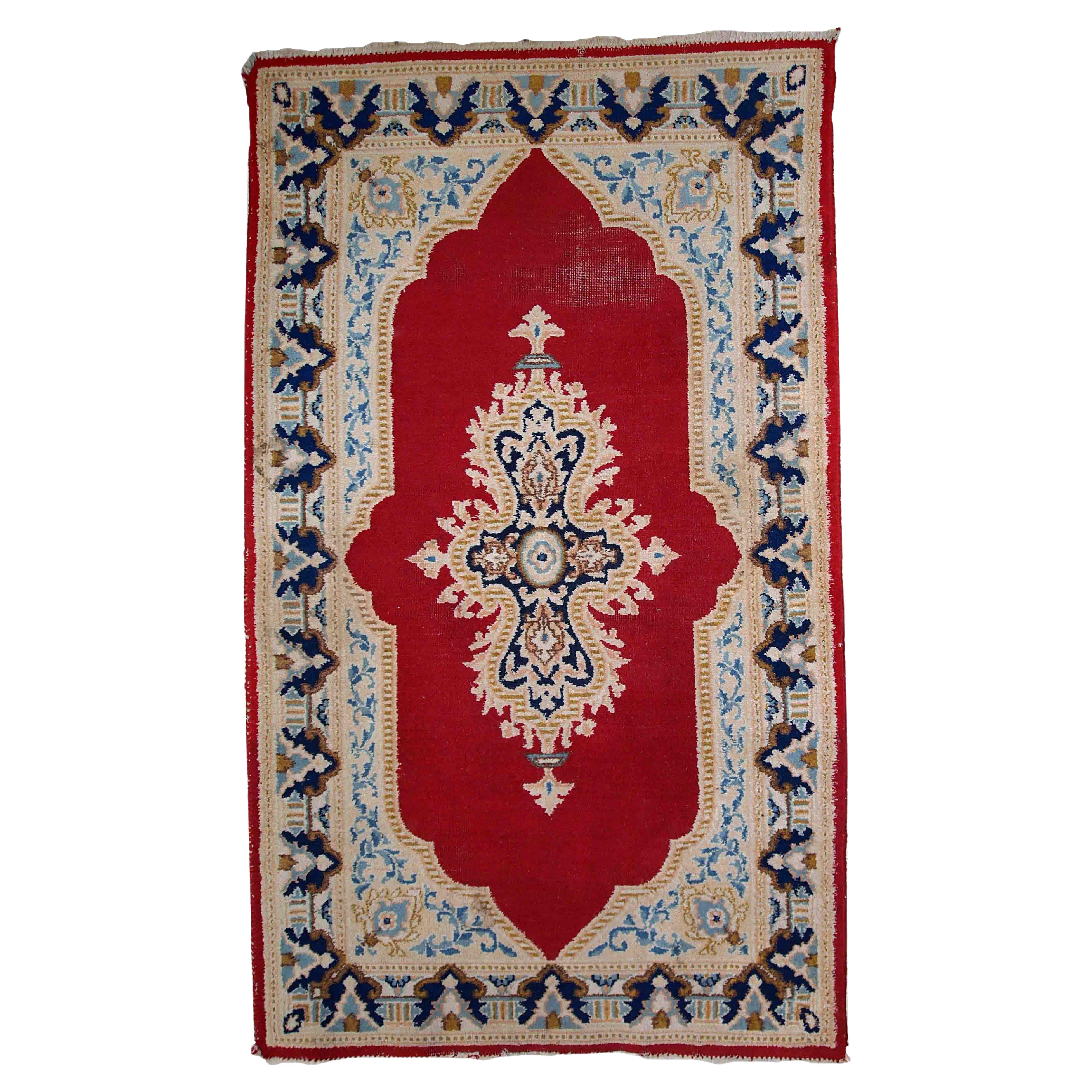 Handgefertigter Vintage-Teppich im Kerman-Stil 2,9' x 4.9', 1970er Jahre, 1C808