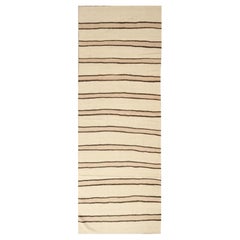 Handgefertigter Vintage-Kilim-Teppich mit gelb-weißem Streifenmuster