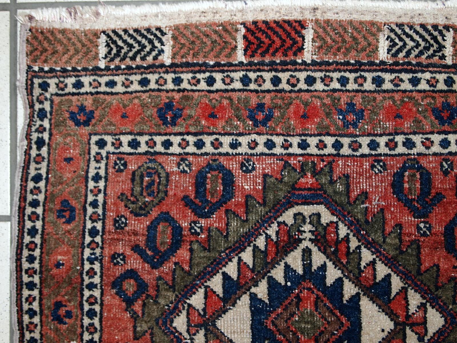 Handgefertigter Vintage-Teppich im kurdischen Stil, 1930er Jahre, 1C654 im Angebot 3