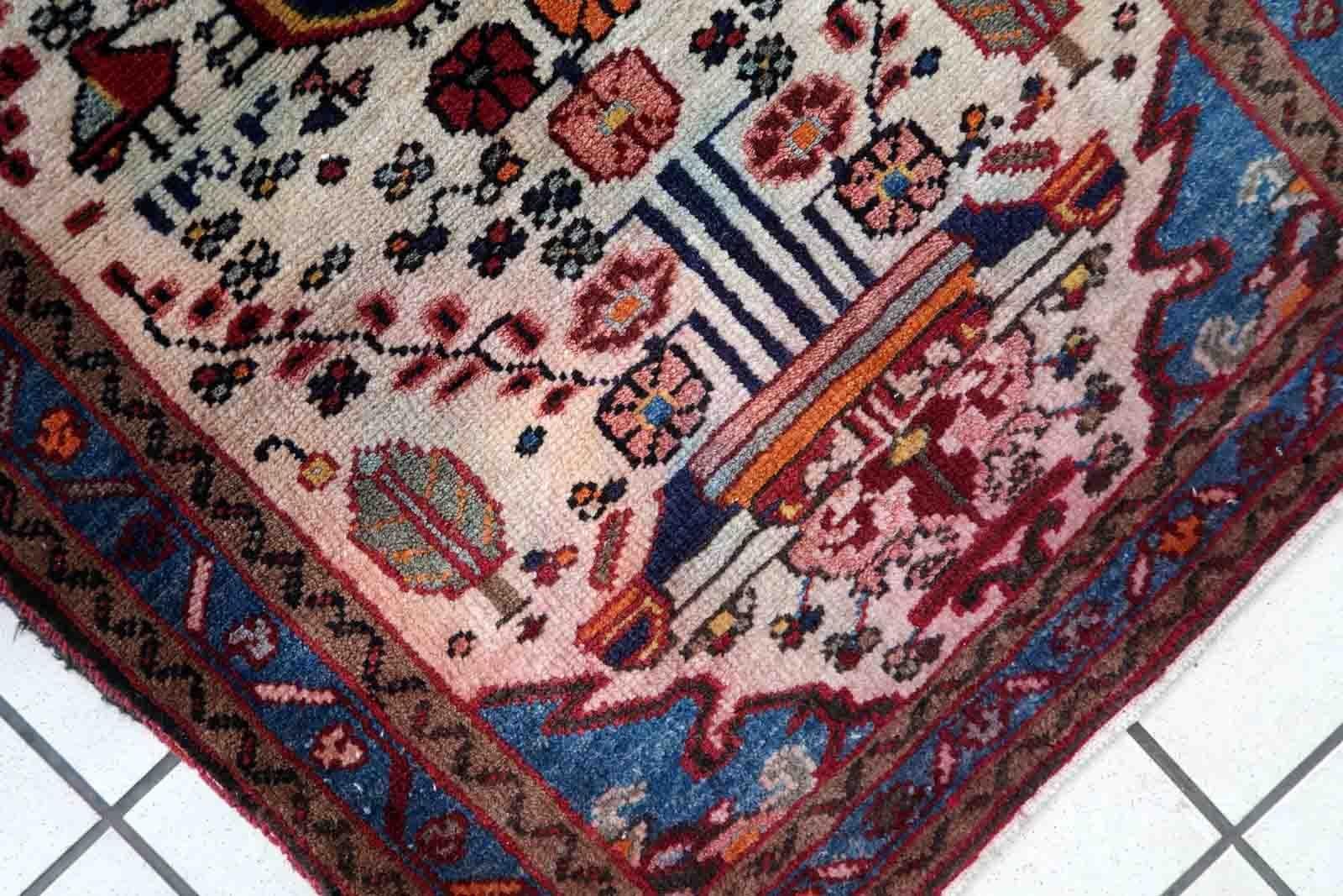 Wool Handmade Vintage Mahal Style Rug, 1970s, 1C1013 For Sale