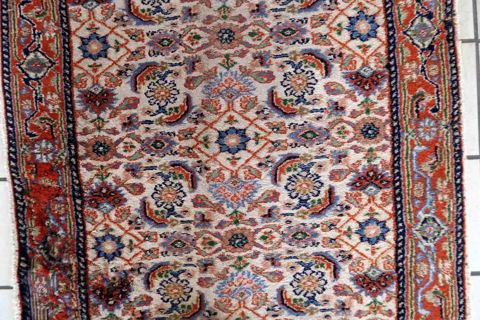 Mid-20th Century Handmade Vintage Mahal Style Runner, 1960s, 1C1005 For Sale