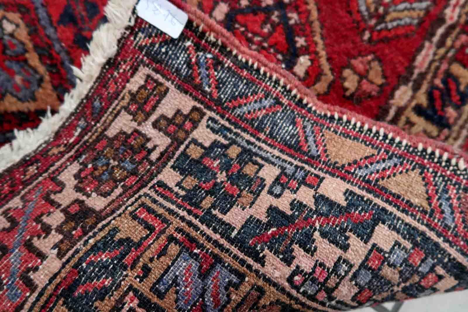 Handmade vintage Malayer runner in original condition, it has some signs of age and low pile. The rug has been made in wool in the end of 20th century.

-condition: original, some signs of age,

-circa: 1930s,

-size: 3.5' x 10.5' (108cm x