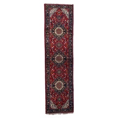 Tapis de couloir vintage de style Malayer fait à la main, années 1950, 1c899