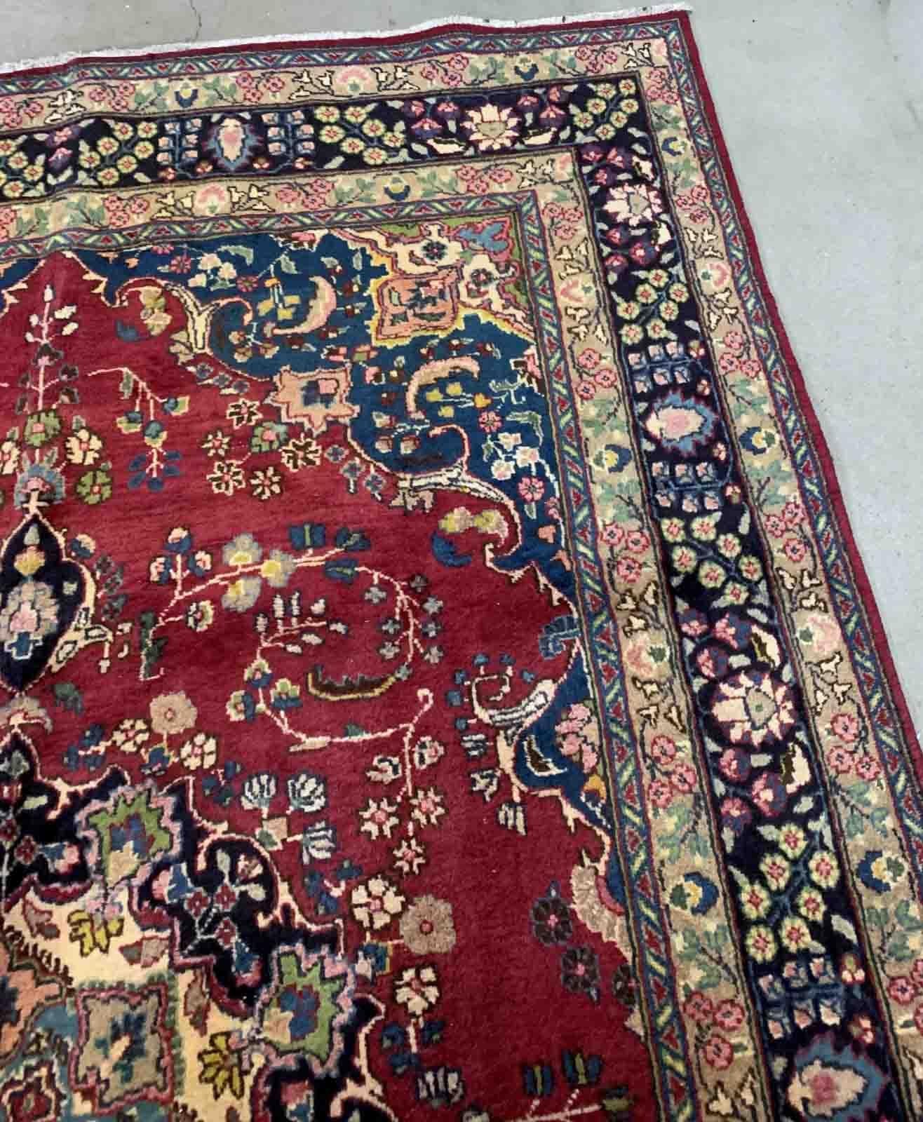 Handgefertigter Vintage-Teppich im Mashad-Stil, 1950er Jahre, 1B910 (Handgeknüpft) im Angebot