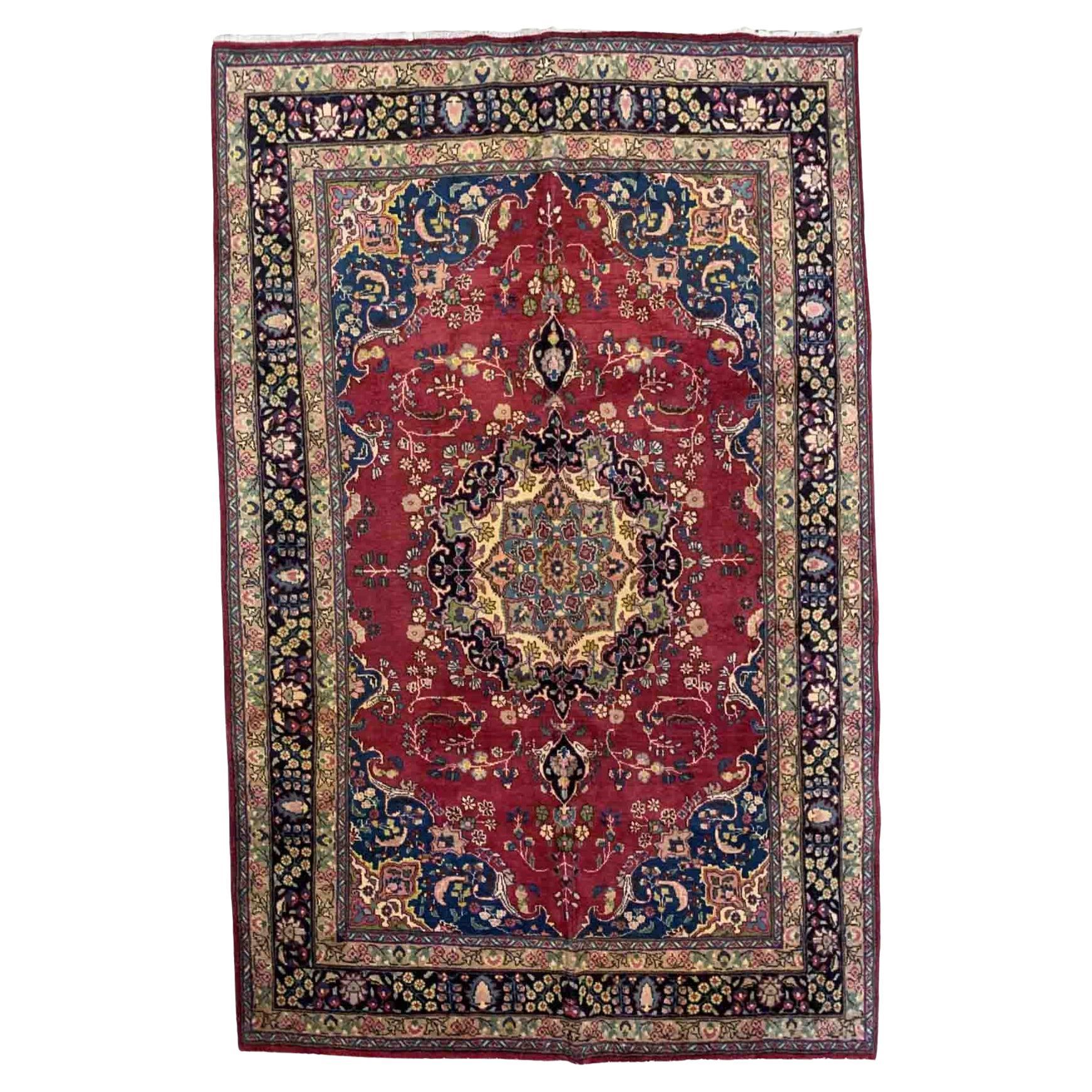 Handgefertigter Vintage-Teppich im Mashad-Stil, 1950er Jahre, 1B910 im Angebot