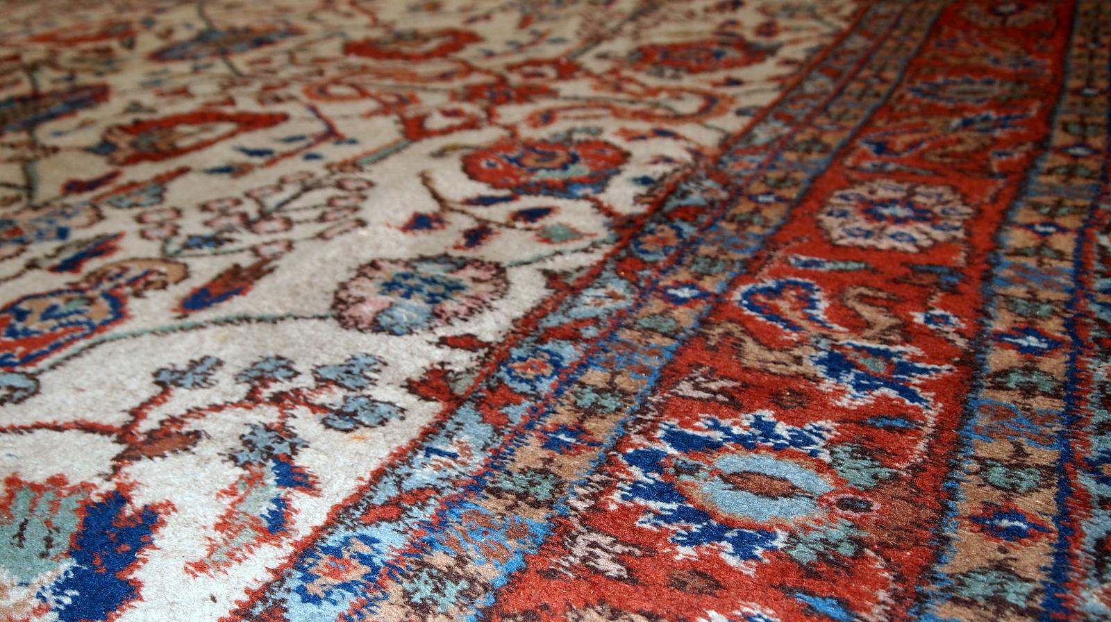 Handgefertigter Vintage-Teppich im Mashad-Stil, 1950er Jahre, 1C487 (Asiatisch) im Angebot