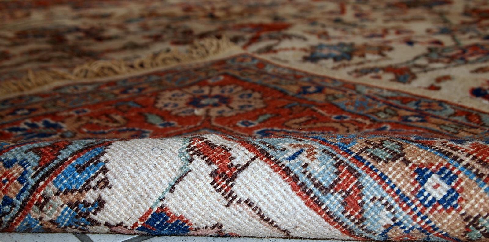 Hand-Knotted Handmade Vintage Mashad Style Rug, 1950s, 1C487 For Sale