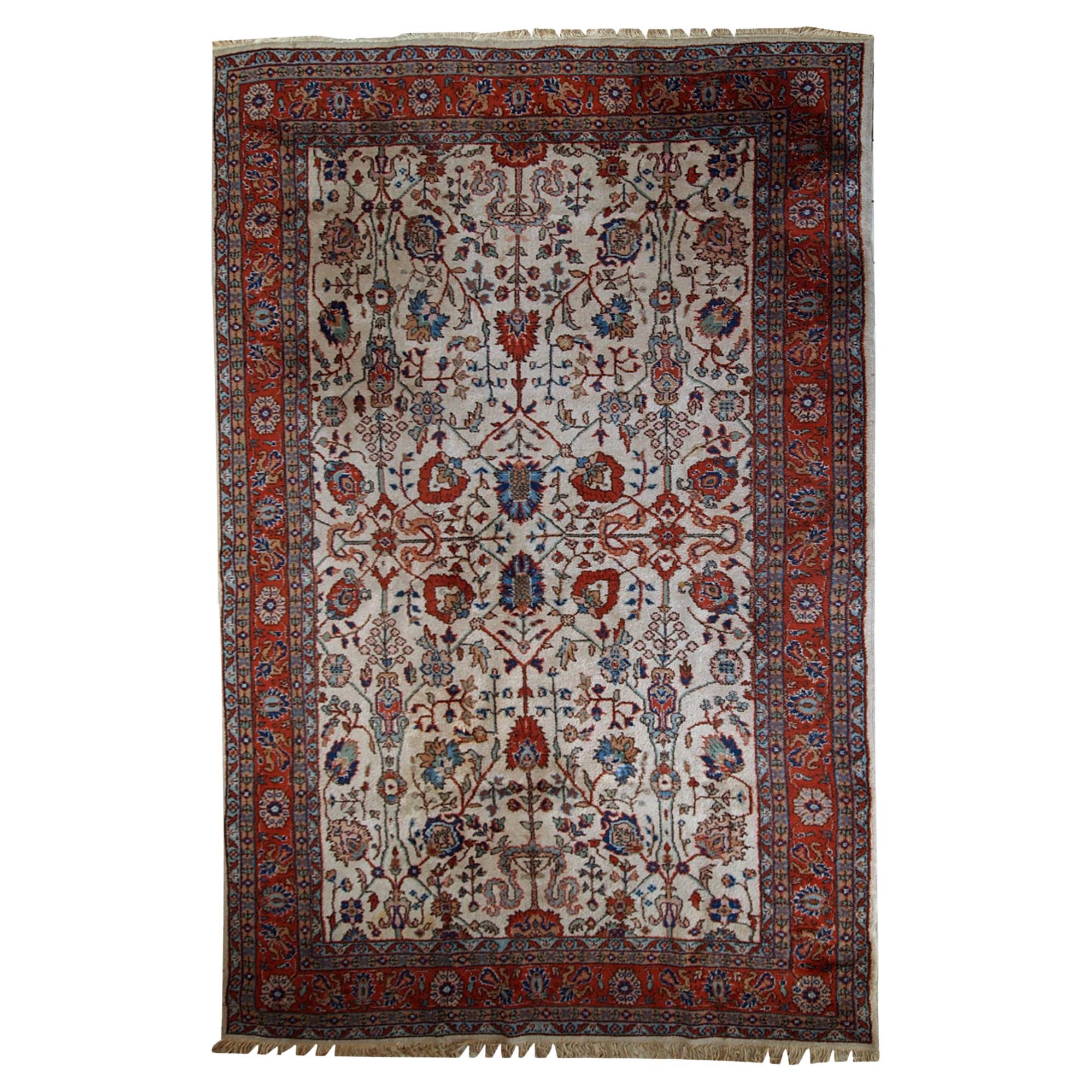 Handgefertigter Vintage-Teppich im Mashad-Stil, 1950er Jahre, 1C487 im Angebot