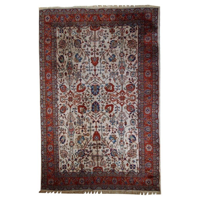 Handmade Vintage Mashad Style Rug, 1950s, 1C487 For Sale at 1stDibs
