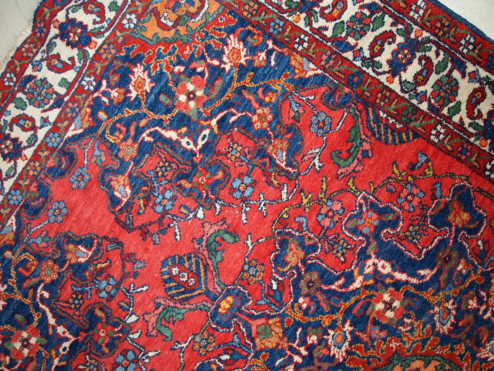 Hand-Knotted Handmade Vintage Mashad Style Rug, 1970s, 1C472 For Sale