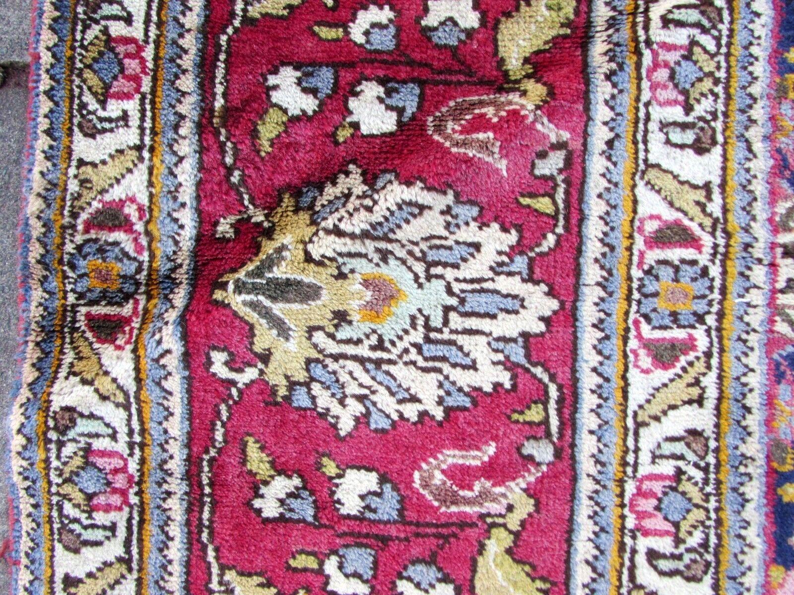 Indian Handmade Vintage Mashad Style Rug, 1970s, 1Q0286