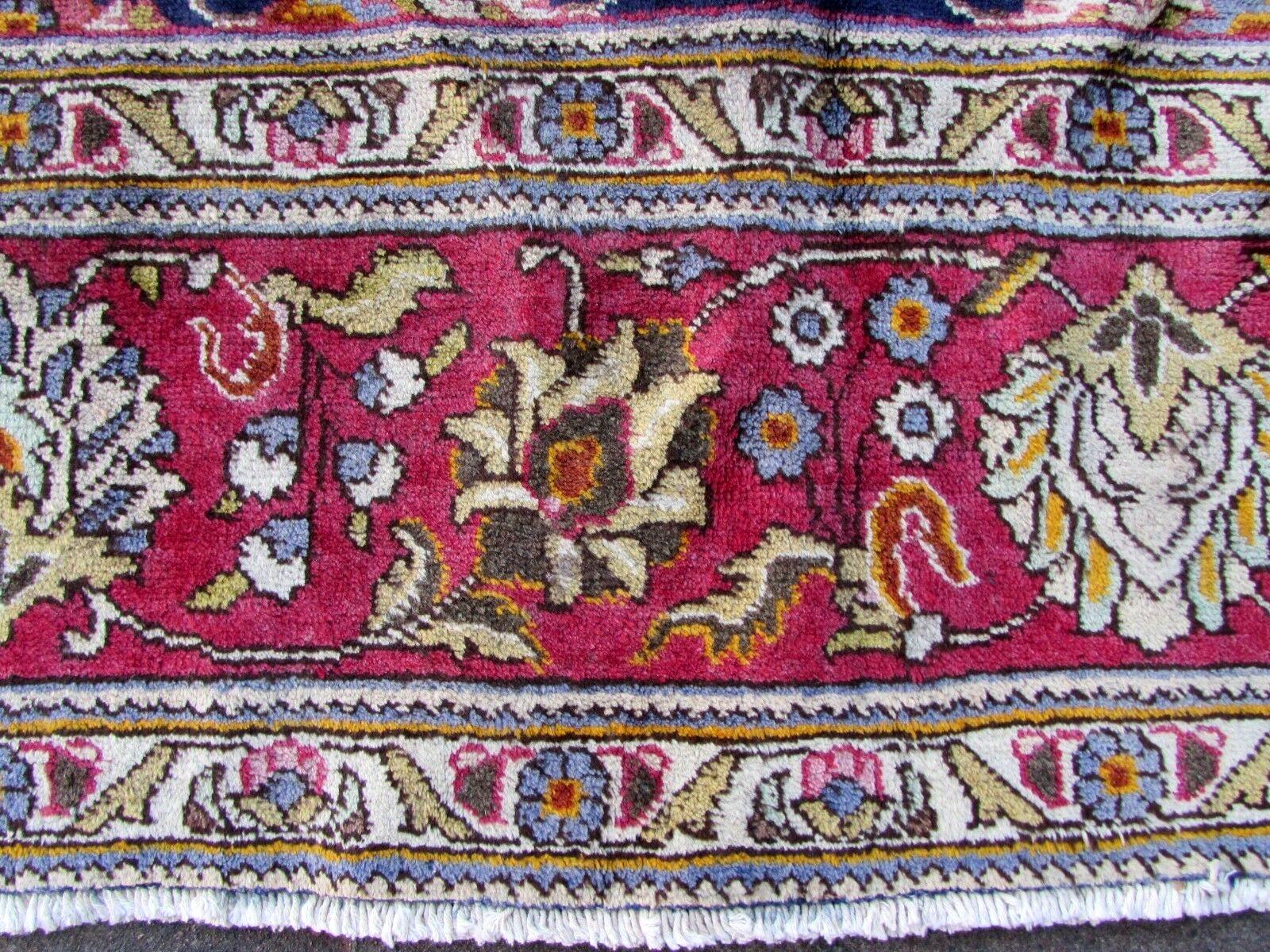 Handmade Vintage Mashad Style Rug, 1970s, 1Q0286 In Good Condition In Bordeaux, FR