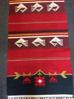 Handmade Vintage Mexican Kilim Rug 1.6' x 4.9' 1950s - 3K02