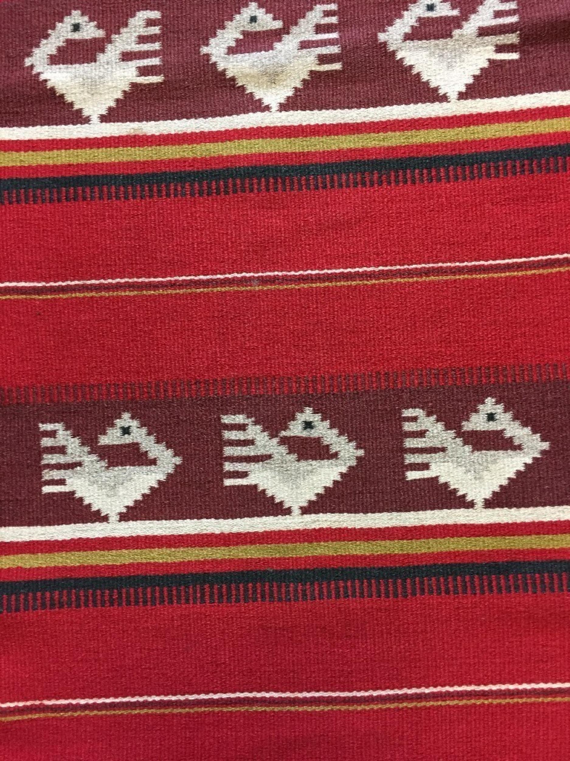 Francese Tappeto Kilim messicano vintage fatto a mano 1,6' x 4,9' 1950 - 3K02 in vendita