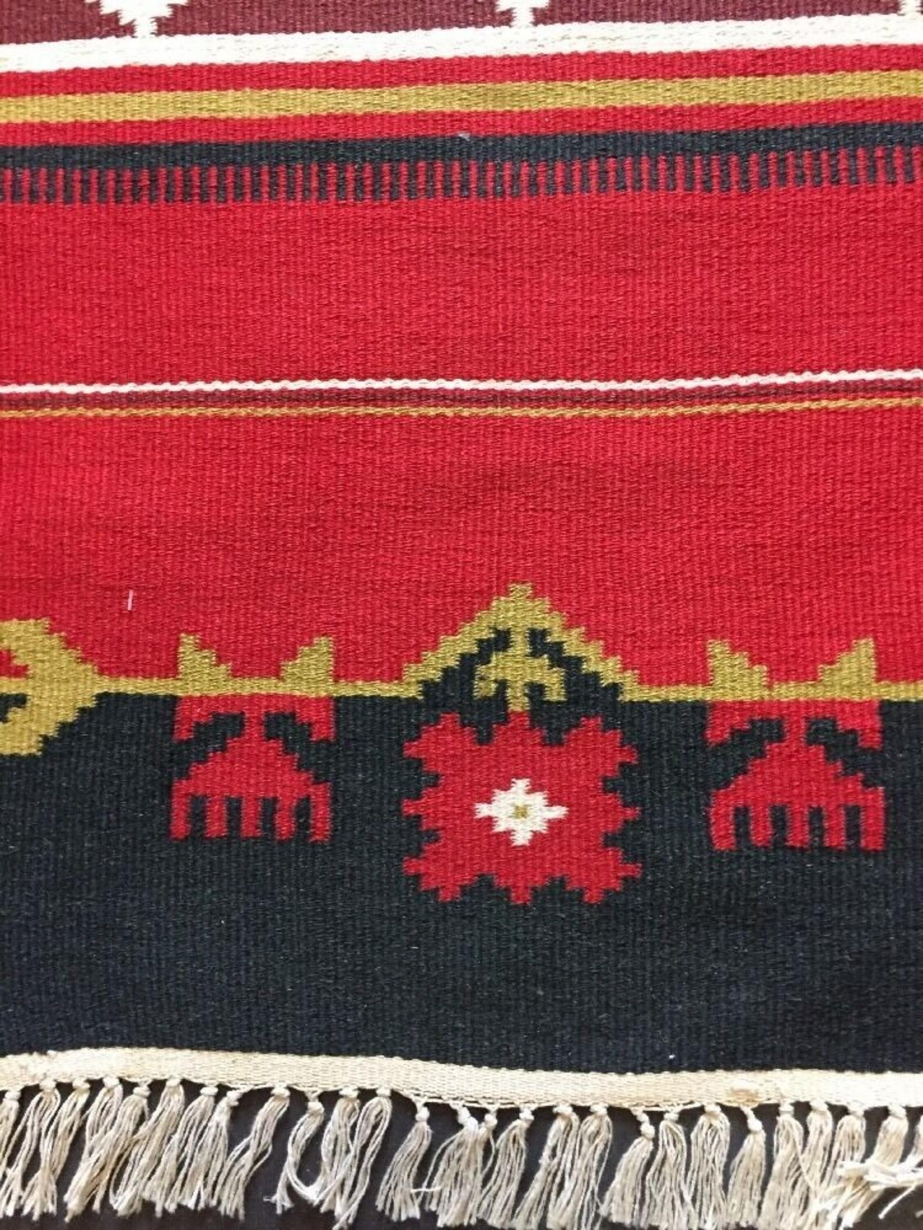 Annodato a mano Tappeto Kilim messicano vintage fatto a mano 1,6' x 4,9' 1950 - 3K02 in vendita