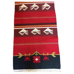 Tappeto Kilim messicano vintage fatto a mano 1,6' x 4,9' 1950 - 3K02