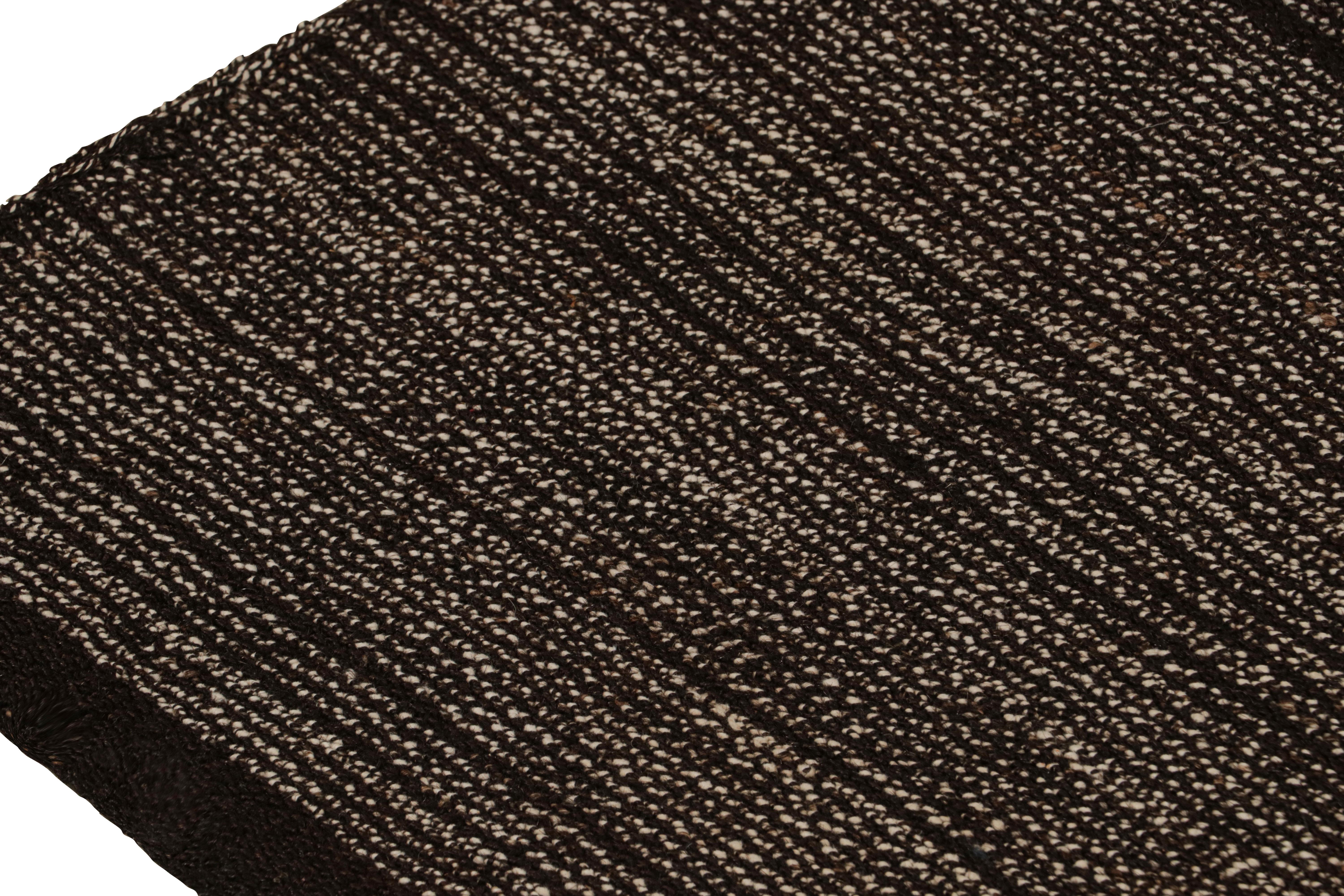 Handmade Vintage Midcentury Kilim Rug Black Striped Runner by Rug & Kilim In Good Condition For Sale In Long Island City, NY