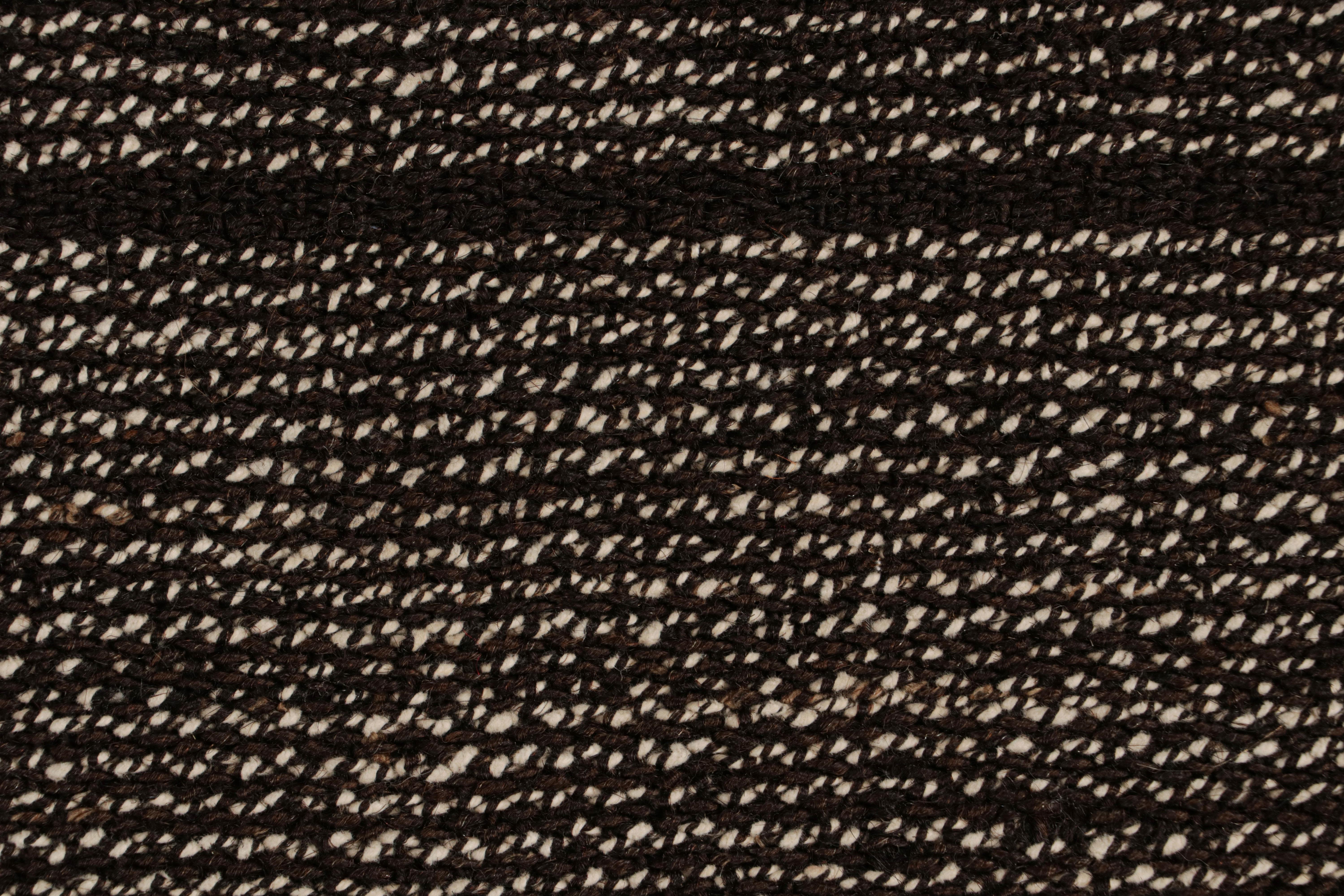 Mid-20th Century Handmade Vintage Midcentury Kilim Rug Black Striped Runner by Rug & Kilim For Sale
